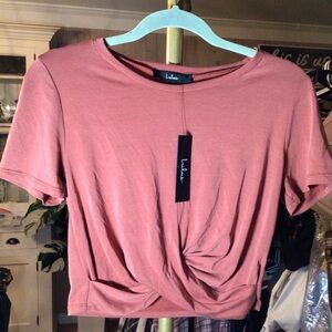 NWT Lulu's Dusty Rose Short Sleeve Crop Top